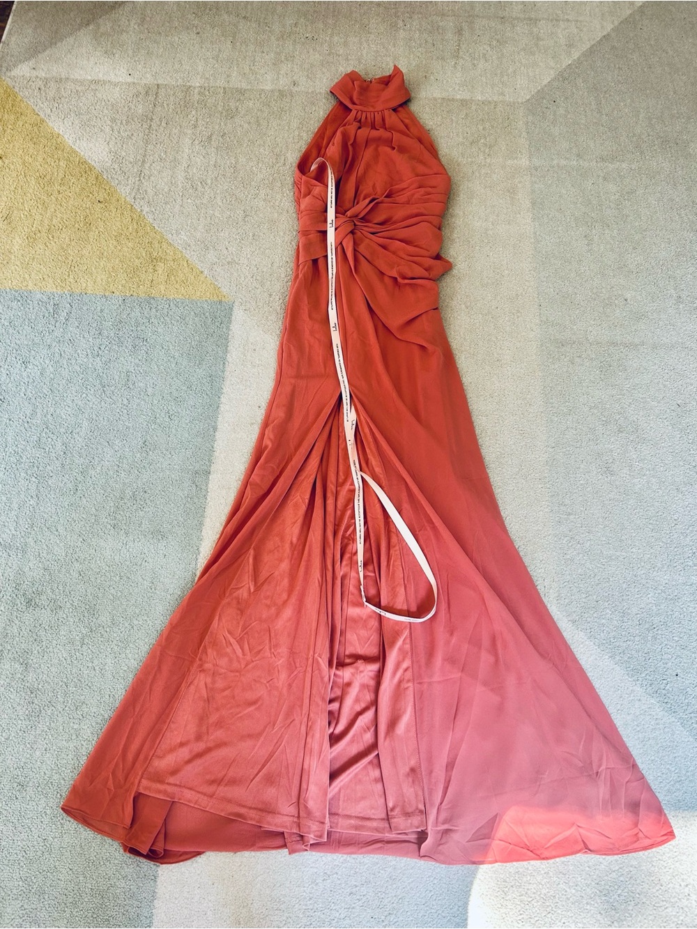 Lulu's NWT Rust Halter Maxi Dress with Side Knot